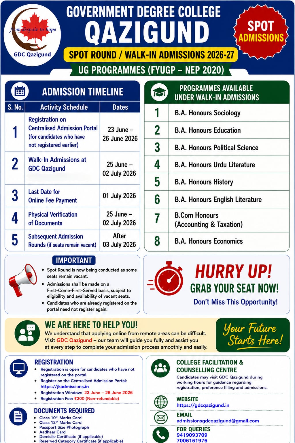 Admission Notice